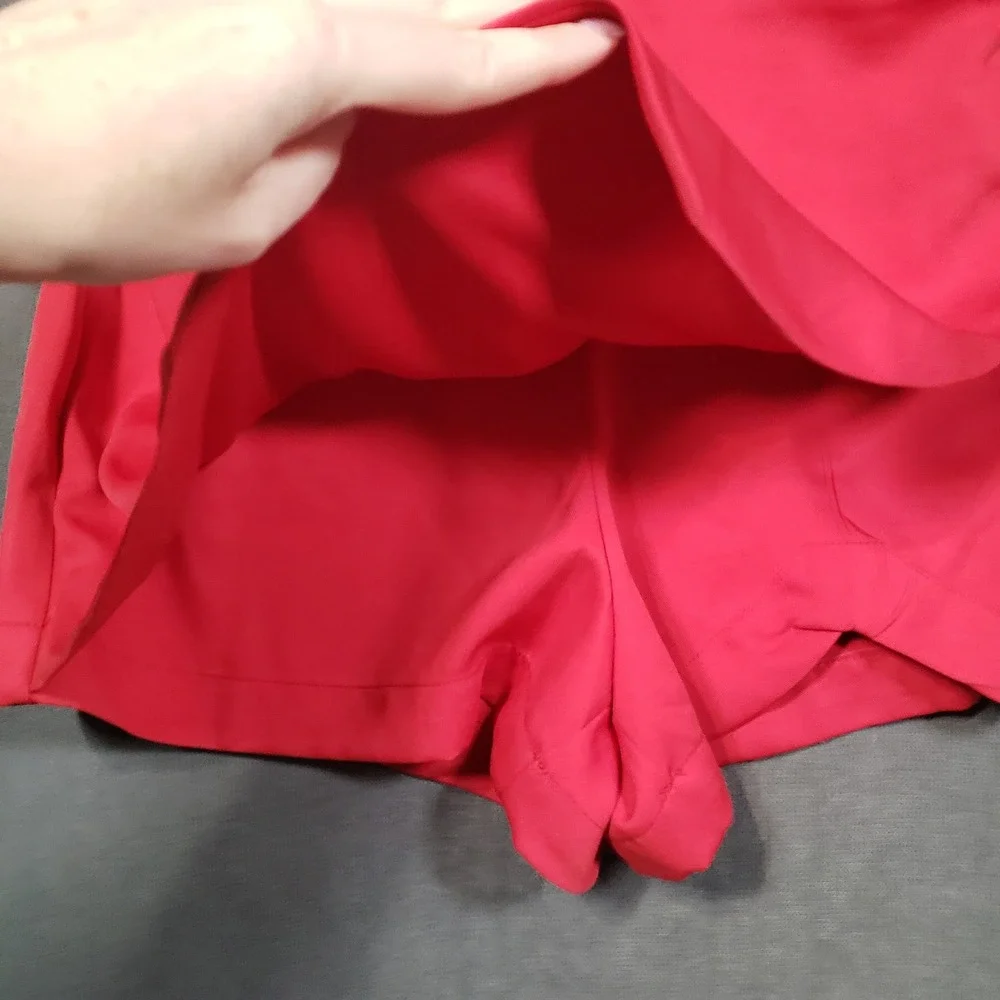 Japna Skort Womens Medium Red Wrap Front Elastic Back Side‎ Zip Short Skirt